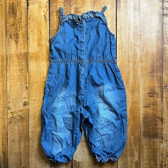 H&M romper size 6 to 9 months Denim Sleeveless Bubble Leg one piece cotton - Picture 1 of 5